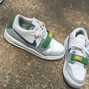 Nike Kids' White, Green, and Blue Sneakers